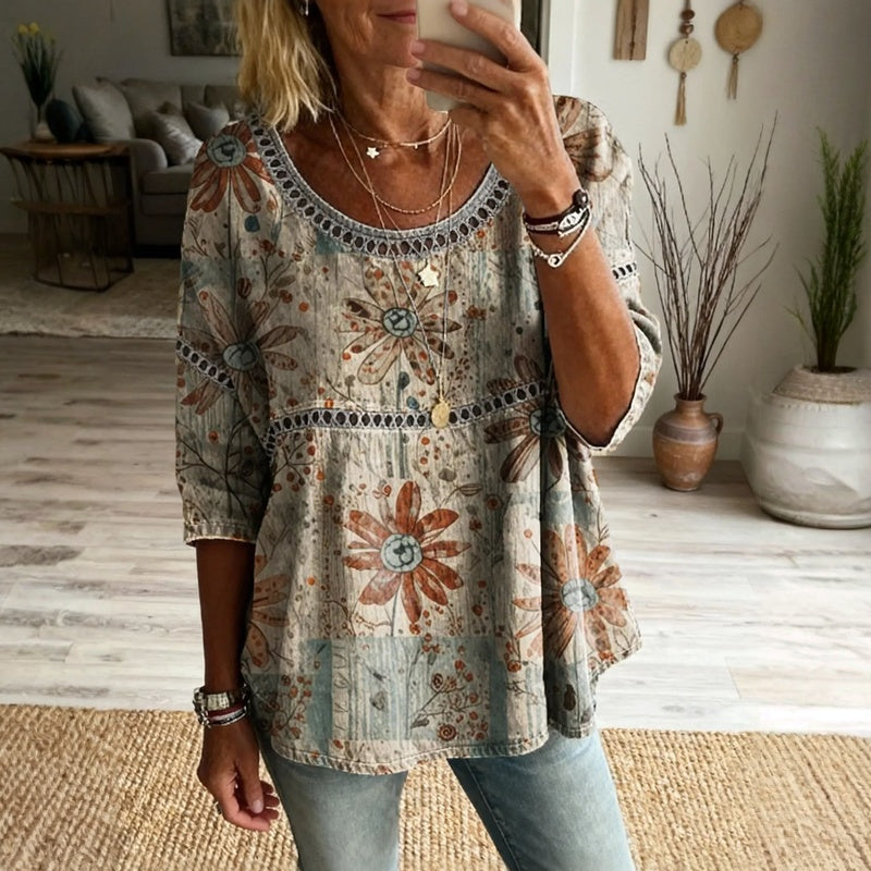 Frieda – Bluzka w kwiatowy wzór inspirowana stylem vintage - zdjęcie 1